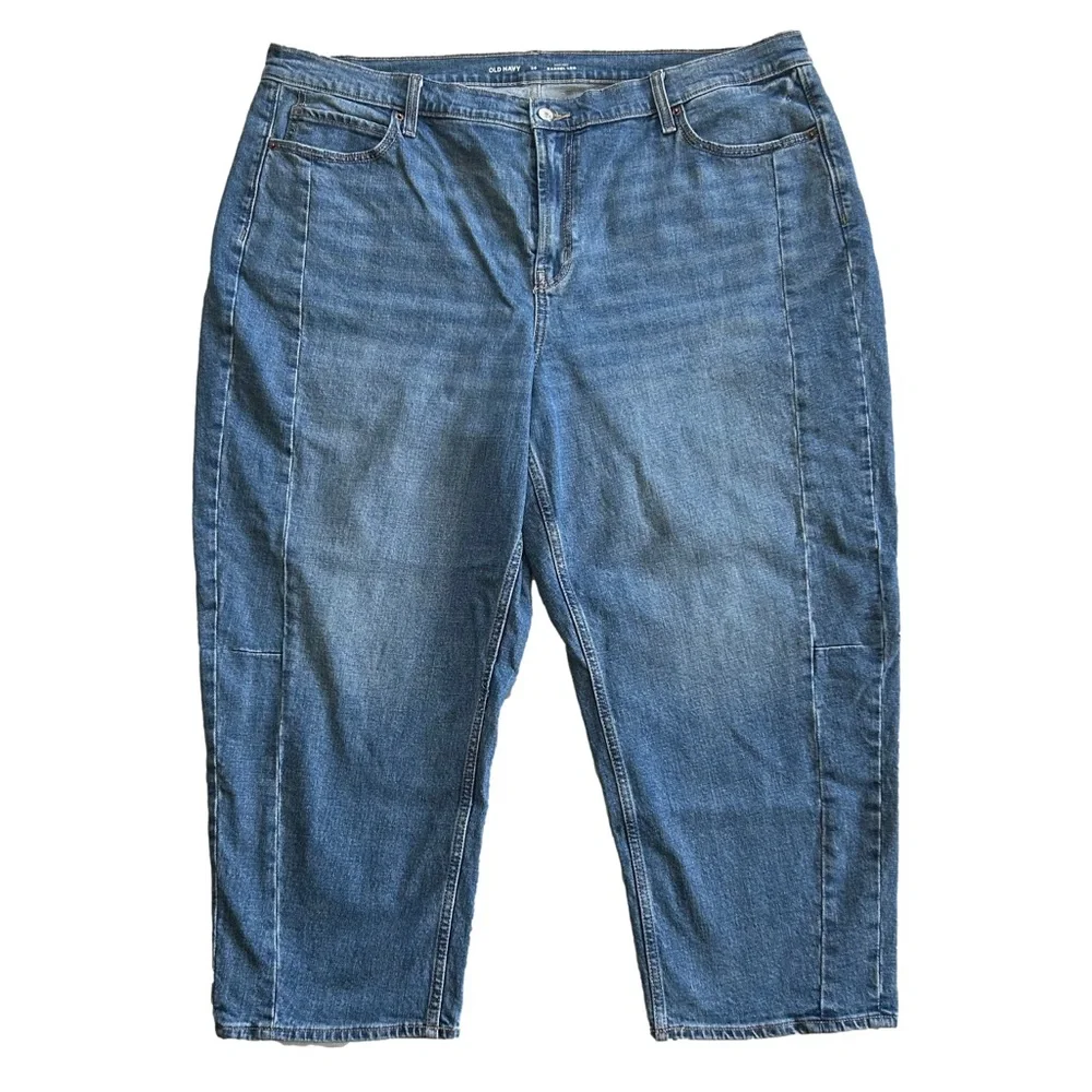 High Rise Barrel Leg Baggy Ankle Old Navy Jeans Size 20 Medium Wash - Picture 6 of 15